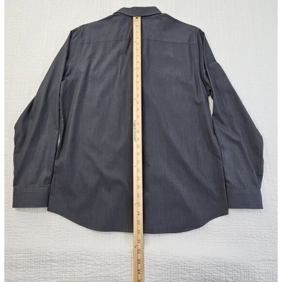 Calvin Klein Button Down Shirt Men's L Black Grey Stripe Slim Fit EUC Old Money - Picture 14 of 15